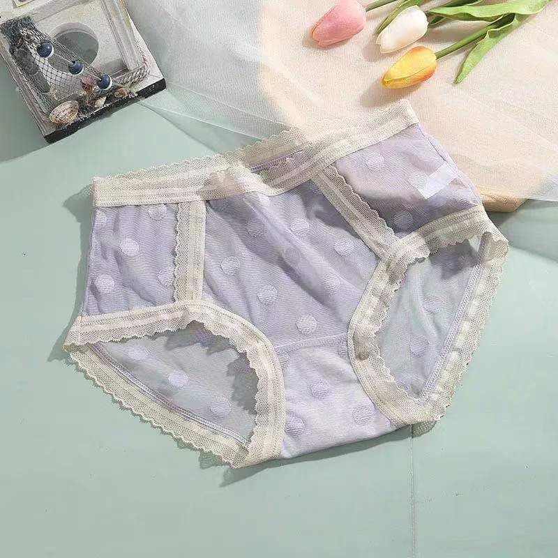 Sexy ladies pure lace LS breathable girl underwear super elastic nylon refreshing wave point ladies trip pants 825.