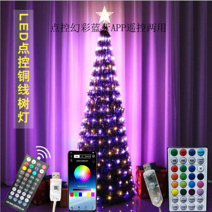 Mobile phone bluetooth APP Symphony point control light string Three-wire RGB paint bubble line point control light USB light string Christmas tree lights