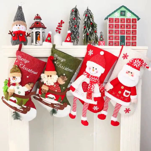 Christmas socks bag knitted three-dimensional elderly snowman gift bag Christmas Eve candy socks children's Christmas gift socks