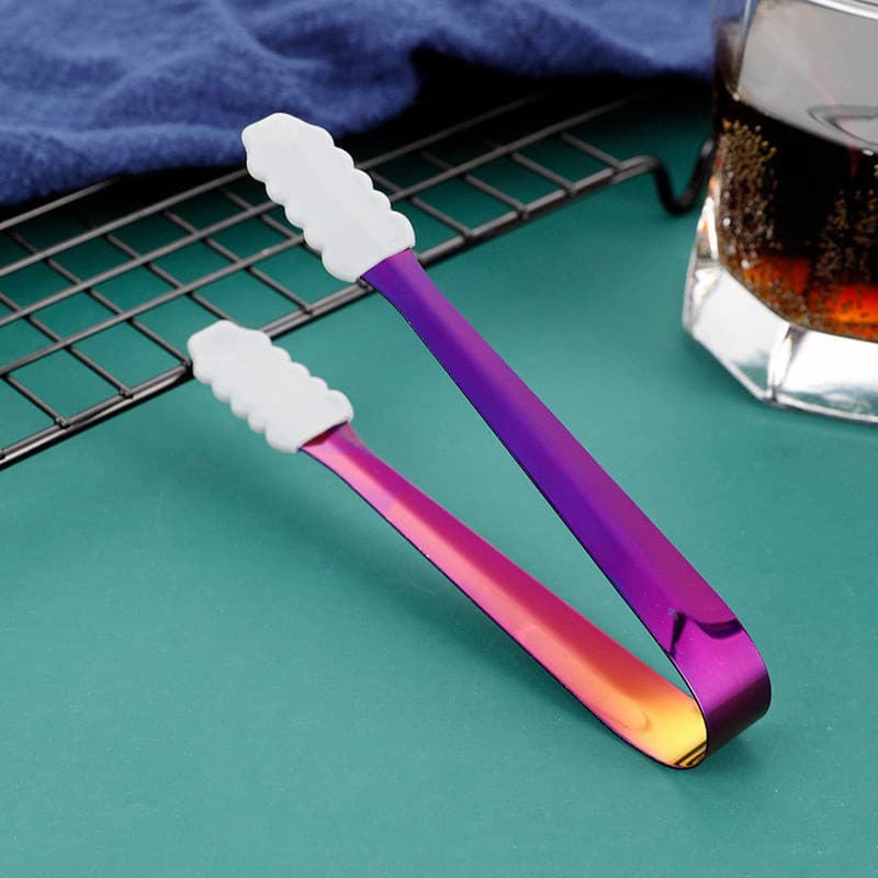 304 stainless steel ice clip kitchen supplies vacuum plated titanium gold ice cubes thickened bar creative silicone clip.