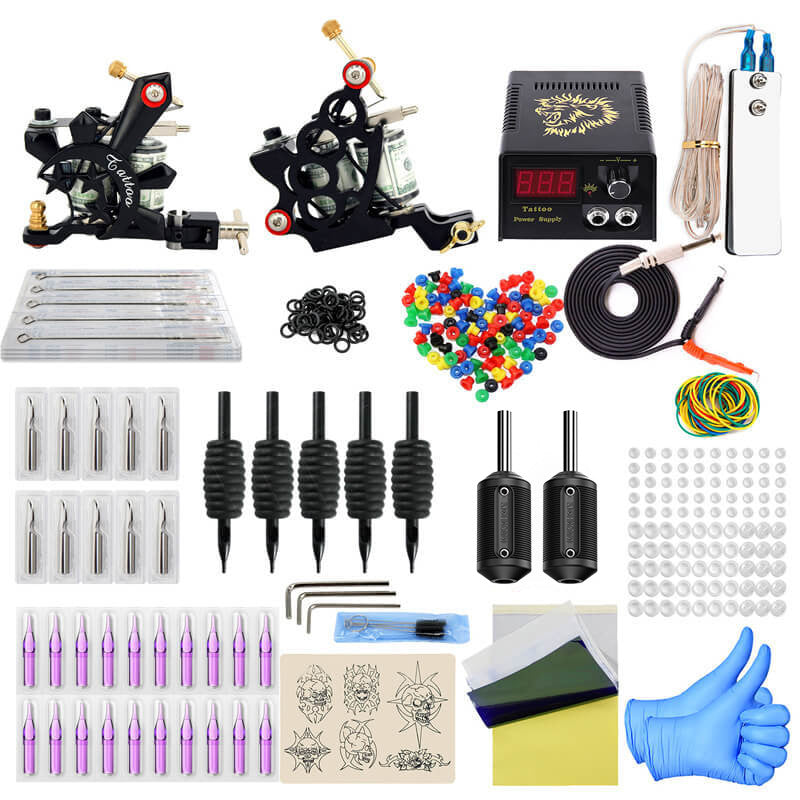 HIGH QUALITY Complete Coil Tattoo Machine Set with Dual Fog and Cut Line Machines