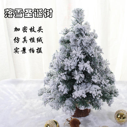 Encrypted small Christmas tree 45/60cm flocking white tree desktop decoration shopping mall shop Christmas scene layout