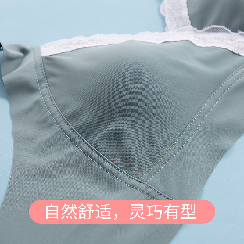 21 summer new lace crossed teenage bra breathable ice silk arbitrary cropped girl underwear thin sets of bras.