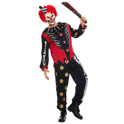 Halloween new spot white bone skull costume horror clown joker stage costume set