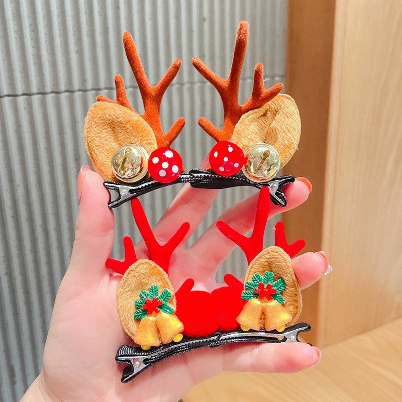 Christmas antler hairpin children stereo puffet top clamps