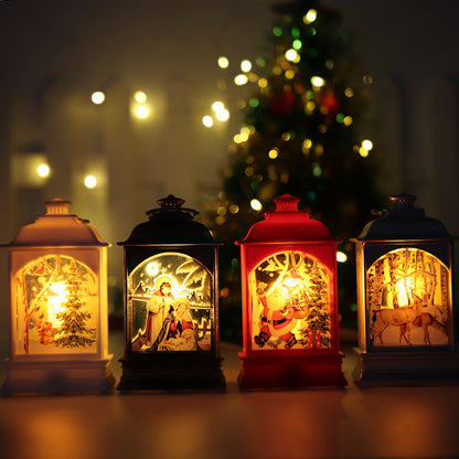 Christmas decoration fan plastic INS candlestick lamp snowman kerosene lamp desktop ornaments LED electronic candle lamp