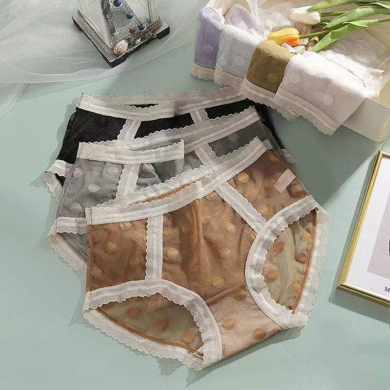 Sexy ladies pure lace LS breathable girl underwear super elastic nylon refreshing wave point ladies trip pants 825.