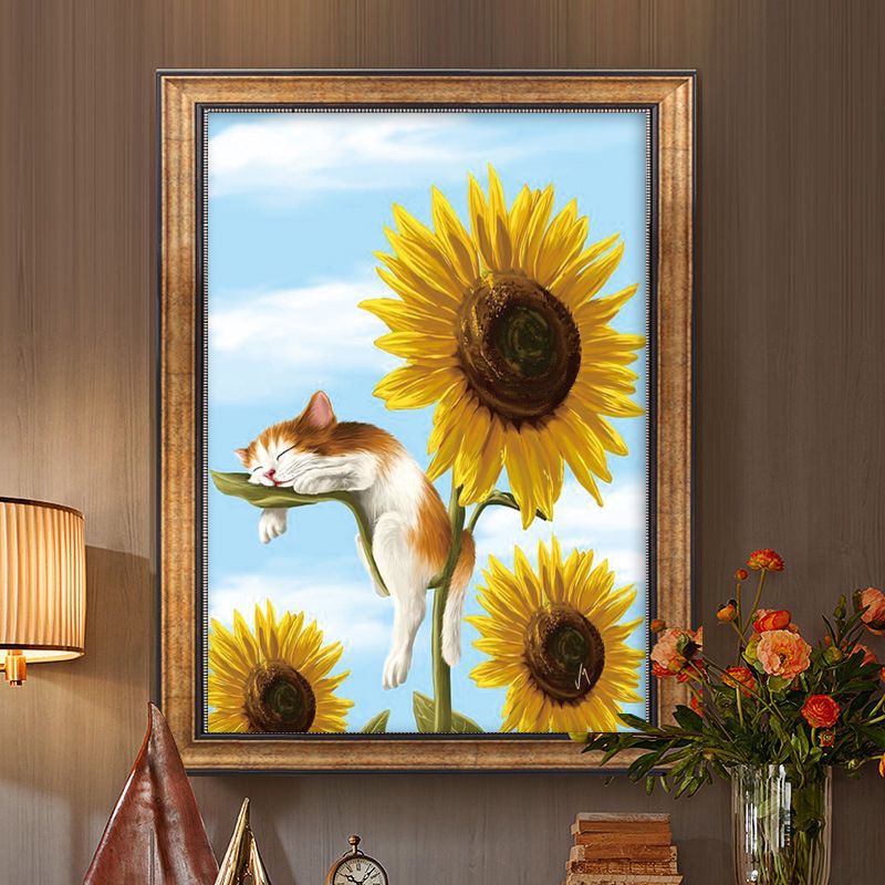 cross stitch cats sunflower  decoration art