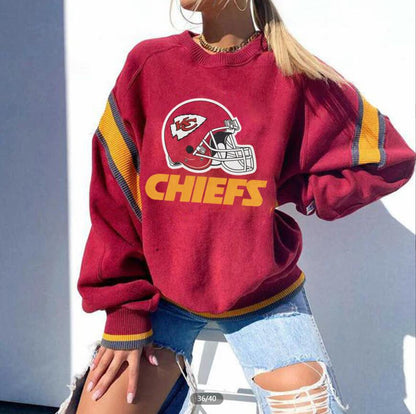 NFL football 32 team Qi independent station new 3D printing women's round neck fashion creative sweater