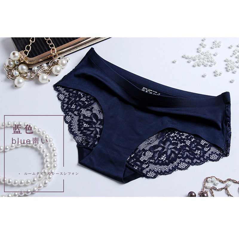 Ice silk pants female low waist without trace lace cotton crotch antibacterial large size sexy gas ultra-thin young lady trip.