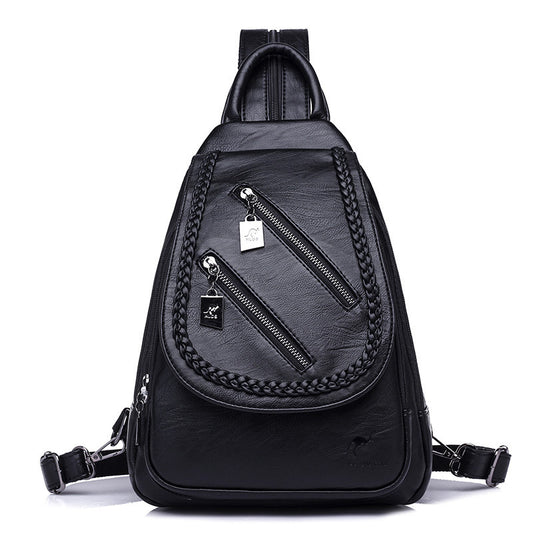 Optimize product title: "Versatile Large Capacity Soft Leather Student Backpack - Outdoor Travel Bag for Women"