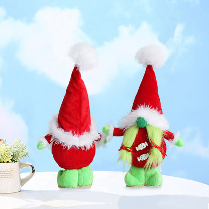 Love Grinch Faceless Standing Doll Fashion Green Hair Monster Gnome Elf Christmas Doll Decorations