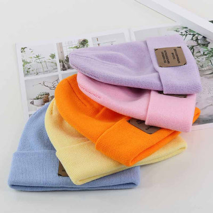 Knitted cap autumn and winter women's hat Korean version of the alphabet stickers wool hat outdoor warm melon hood street cold cap