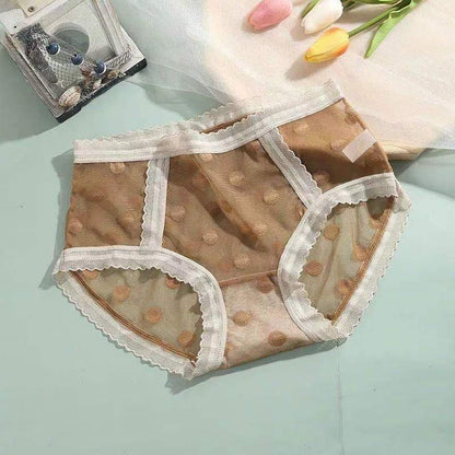 Sexy ladies pure lace LS breathable girl underwear super elastic nylon refreshing wave point ladies trip pants 825.