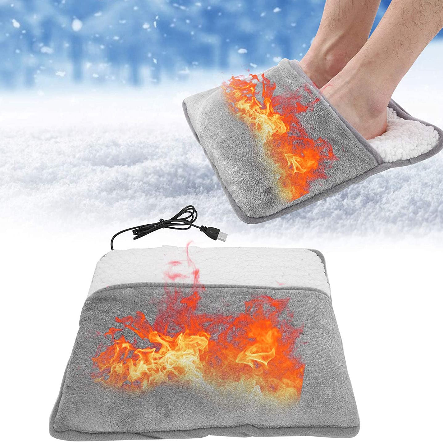 Cross-border supply Winter USB heating foot pad foot set warm foot warm foot treasheet artifact plate warm shoe board