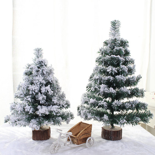 Encrypted small Christmas tree 45/60cm flocking white tree desktop decoration shopping mall shop Christmas scene layout