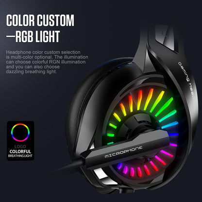 Gamer Headset with Microphone Professinal Microphone & Surround Super Base RGB Backlight PC Wired Gaming Headphones - GOLDEN TOUCH APPARELS WOMEN