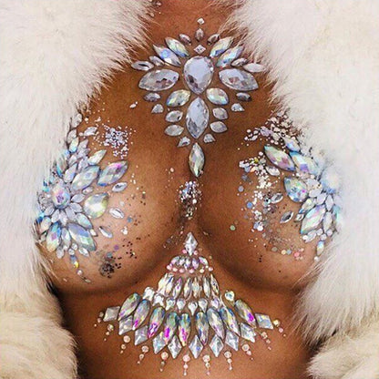 Chic Colorful Gems Body Stickers Women Shiny Diamante Hyperbolic Body Sticker Rave Festival Lady Hot Jewelry Accessories Sticker - GOLDEN TOUCH APPARELS WOMEN