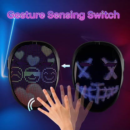 Smart phone Led Mask with Bluetooth Programmable Light up Face Transforming Masks for Halloween