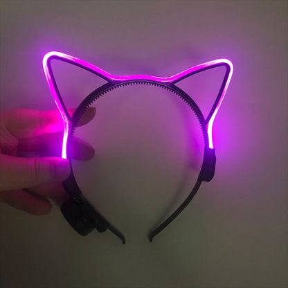 NEW LED Luminous Light Up Headwear 6 Lighting colors Cat Ear Flashing Headband  Rave For Women Girls Glowing Party Supplies - GOLDEN TOUCH APPARELS WOMEN