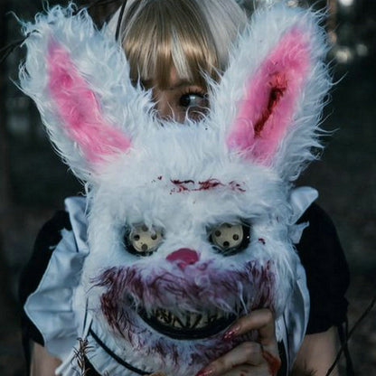 Halloween Horror Cosplay Decorative Prop Mask Bloody Rabbit Plush Bunny Mask Headgear Halloween Horror Bear Mask - GOLDEN TOUCH APPARELS WOMEN