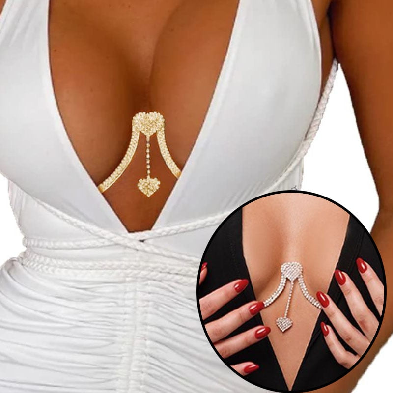 2023 Sexy Delicate Gift Bra Harness Rave Queen Crown Charm Crystal Chest Bracket Chain Rhinestone Necklace Women Fashion Jewelry - GOLDEN TOUCH APPARELS WOMEN