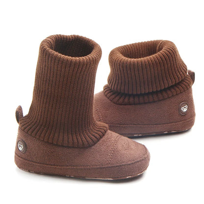 Winter Warm Knitting Baby Boots - Cute Flower Booties for Baby Girl/Boy - Soft Sole & Anti-skid