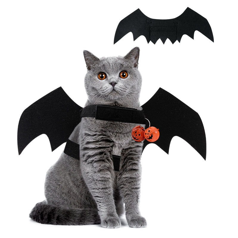 Fashion High Quality Cat Collar Halloween Decorate Dog Accessories Pet Collar Bat Wing Bell Model Transformation Collar for Pet.