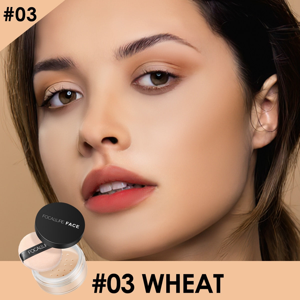 FOCALLURE 9 Colors Loose Powder Makeup Transparent Finishing Powder Waterproof Cosmetic For Face Finish Setting With Puff.