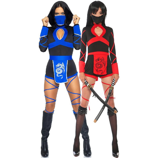 Women Sexy Ninja Costume Anime Dragon Samurai Ninja Cosplay One-piece Garment Jumpsuit Uniform Sexy Suit Halloween Female Adult - GOLDEN TOUCH APPARELS WOMEN