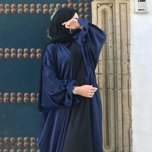 Ramadan Open Abaya Kimono Femme Muslim Satin Hijab Dress Abayas for Women Dubai Kaftan Robe Islam Elegant Modest Clothes - GOLDEN TOUCH APPARELS WOMEN