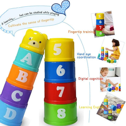 Stackable Cups Set for Kids: Water and Beach Toys, Educational Tools for Cup Stacking, Baby Bathtub and Toddler Games, Birthday Gift