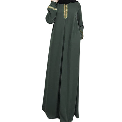 Long Muslim Dress Embroidery Kaftan Plus Size Casual Abaya Dress Jilbab Muslim Clothes Dress Women Musulmane Vestidos Largos - GOLDEN TOUCH APPARELS WOMEN