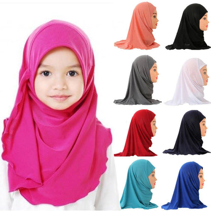 Muslim Girls Kids Hijab Islamic Scarf Shawls Soft and Stretch Material for 2 to 7 years old Girls Wholesale 50cm Children Hijabs.