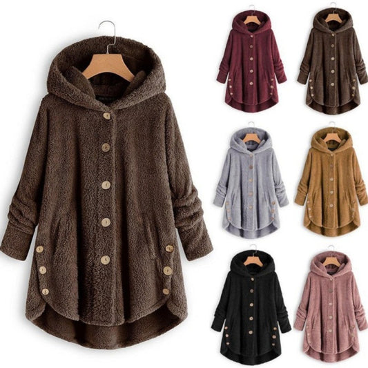 Autumn Winter Coat Women Warm Teddy Bear Coat Wool Jacket Female Plush Coat Hooded Jacket New Women's Coats Solid Color Jacket - GOLDEN TOUCH APPARELS WOMEN