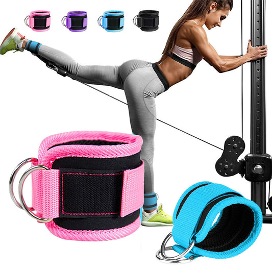 1Pair Fitness Ankle Straps Leg Exercises Adjustable D-Ring Ankle Cuffs Gym Workouts Glutes Legs Strength Sports Feet Guard.