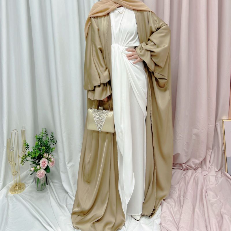 Ramadan Open Abaya Kimono Femme Muslim Satin Hijab Dress Abayas for Women Dubai Kaftan Robe Islam Elegant Modest Clothes - GOLDEN TOUCH APPARELS WOMEN