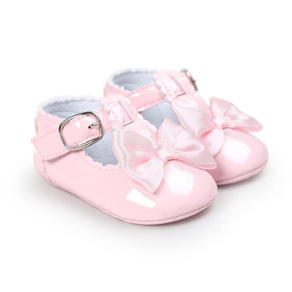 Baby Princess Dress Shoes: Cute Bow, Soft Sole, PU Leather, Solid Color, 0-18 Months, Newborn Toddler Girl Shoes