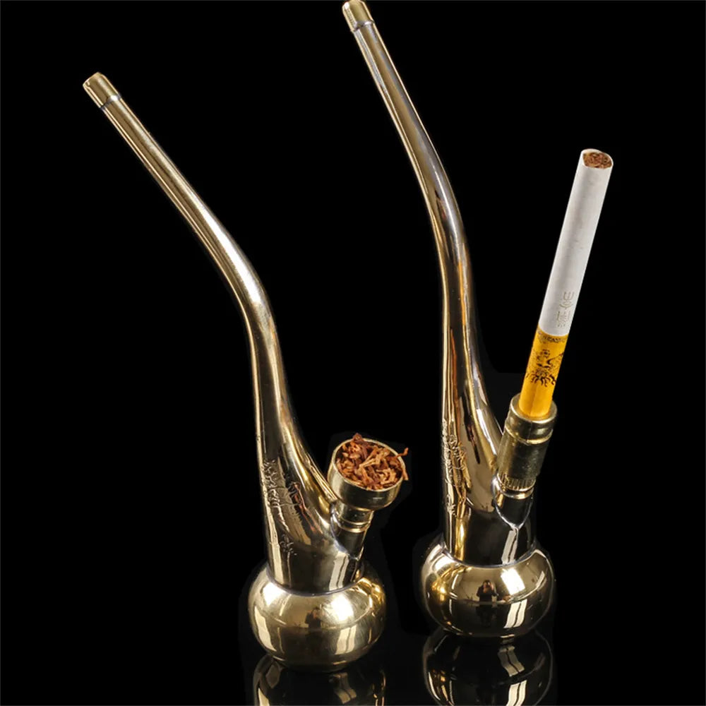 1Pcs Held 2-purpose Mini Hookah Brass Portable Tobacco Shisha Water Pipes for Smoking Cigarette Accessories