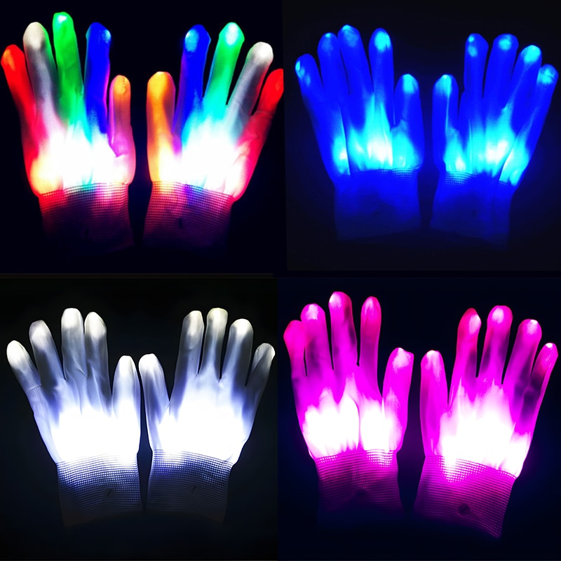 1PCS New Light-Up Toys LED Rave Flashing Glove Glow Halloween Light Up Finger Tip Lighting Pair Black  Fashion - GOLDEN TOUCH APPARELS WOMEN