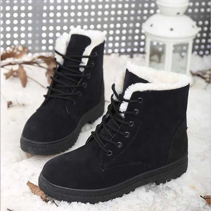 Women Winter Boots Ladies Snow Boots Lace Up Ankle Boots Female Non Slip Plush Fur Shoes Keep Warm Ankle Botas Plus Size 35-43