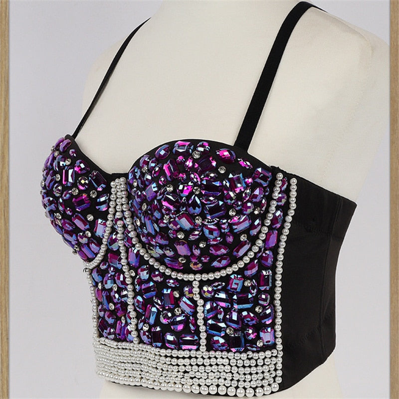 Rhinestone Diamond Sequin Tank Top Women Stage Party Shaper Camis Bra Shirt Woman Clothes Punk Corset Ladies Crop Tops y2k Blusa - GOLDEN TOUCH APPARELS WOMEN