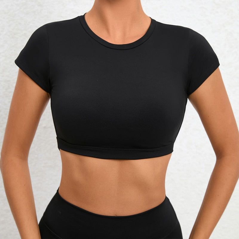 Hearuisavy Sports Shirts Breathable Workout Sportswear Fitness Training Backless Yoga Clothing Sport Crop Tops Gym Top Women - GOLDEN TOUCH APPARELS WOMEN