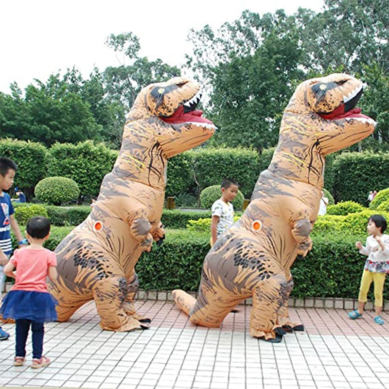 Child Adult Unisex Inflatable Dinosaur Tyrannosaurus Rex Cosplay Costume Kids Kindergarden Performance Halloween Carnival - GOLDEN TOUCH APPARELS WOMEN