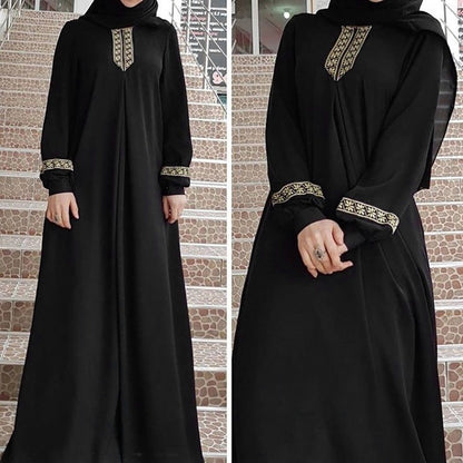 Long Muslim Dress Embroidery Kaftan Plus Size Casual Abaya Dress Jilbab Muslim Clothes Dress Women Musulmane Vestidos Largos - GOLDEN TOUCH APPARELS WOMEN