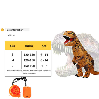 Child Adult Unisex Inflatable Dinosaur Tyrannosaurus Rex Cosplay Costume Kids Kindergarden Performance Halloween Carnival - GOLDEN TOUCH APPARELS WOMEN