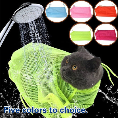 Mesh Cat Groom Bath Bag Adjustable Dogs Anti Scratch Bite Kat Nail Trim Inject Examing Pet Washing Clean Restraint Massage Bags - GOLDEN TOUCH APPARELS WOMEN