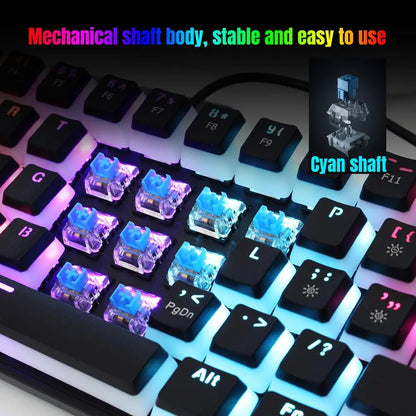 RGB Backlit Gaming Mechanical Keyboard -Anti-Ghosting, 12 Lighting Modes, Wired USB, for Gamers and Office Use