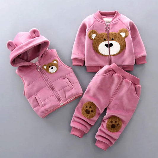 : 2023 Winter Baby Clothes Sets | Cotton Hooded Sweater | Warm & Cozy | Cartoon Bear Design | 0-5 Years | Boy & Girl Options