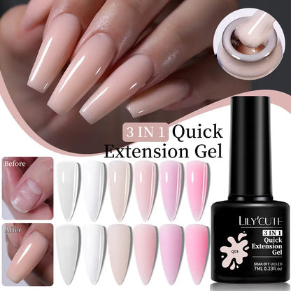7ML Quick Extension Nail Gel Vernis Semi Permanent Acrylic Crystal White Clear Nude Gel Nail Polish UV Construction Gel